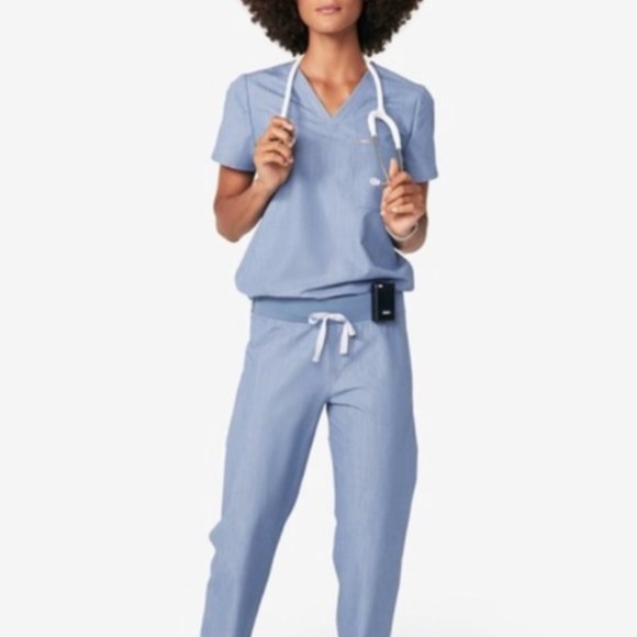 FIGS Catarina one pocket Scrub top size XXS Heather Blue - Picture 1 of 12